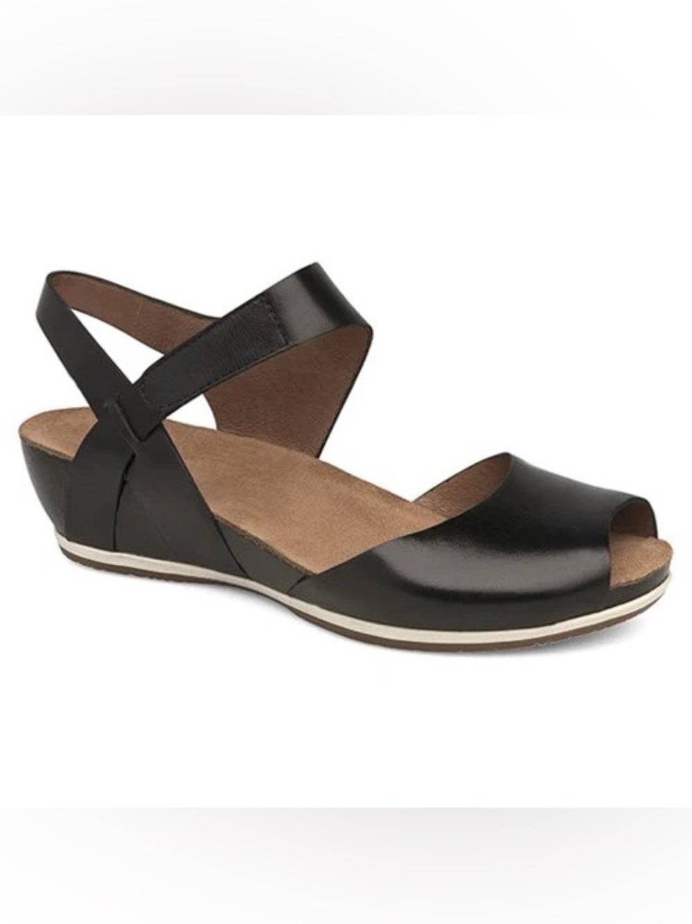 Dansko Black Leather Open-Toe Slingback Sandals